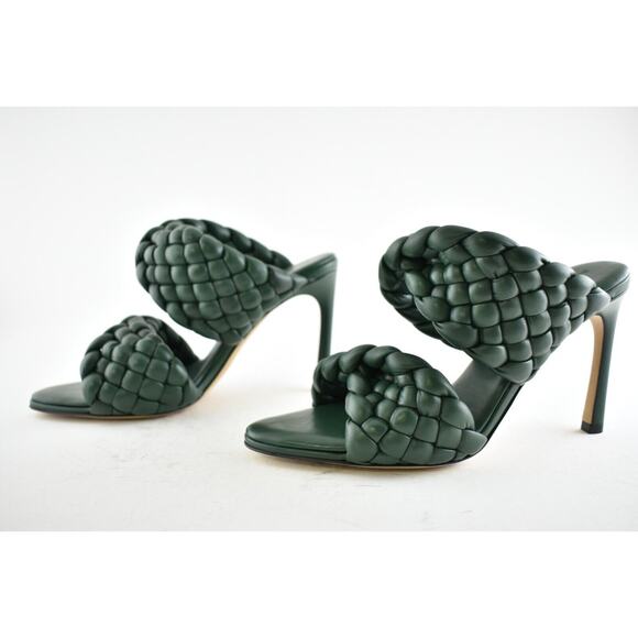 Bottega Veneta Curve Padded Green Vert Foncee Leather Sandal Mule Heel Pump 36 - Picture 9 of 12